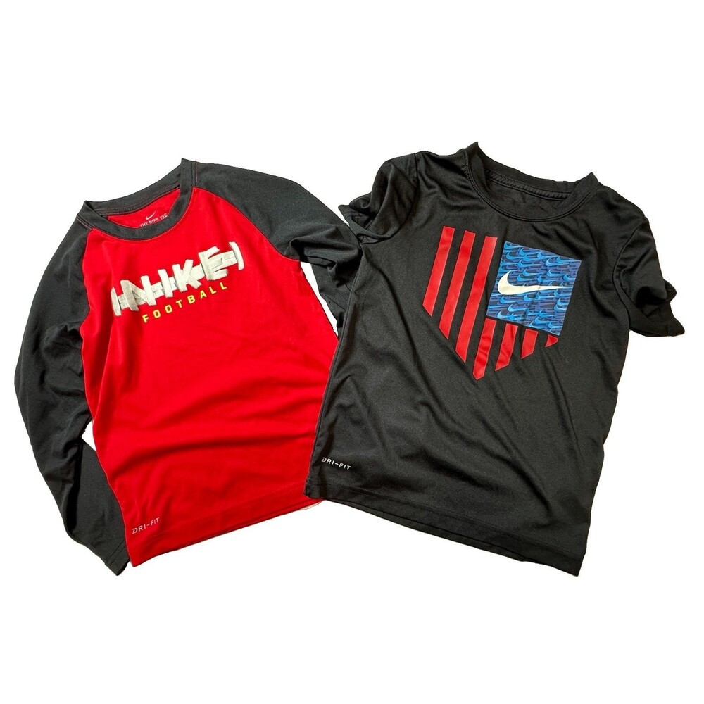 Nike Little Boy Dri-Fit Long Sleeve And Short Sleeve Tee 2pk Bundle (sz 7)
